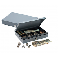 Ultra-Slim Cash Box with Security Lock, 2"H x 11 1/4"W x 7 1/2"D, Gray